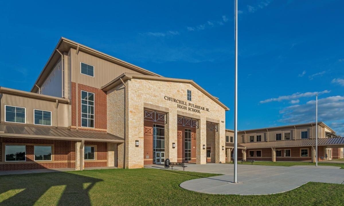 Churchill Fulshear High School building exterior entrance