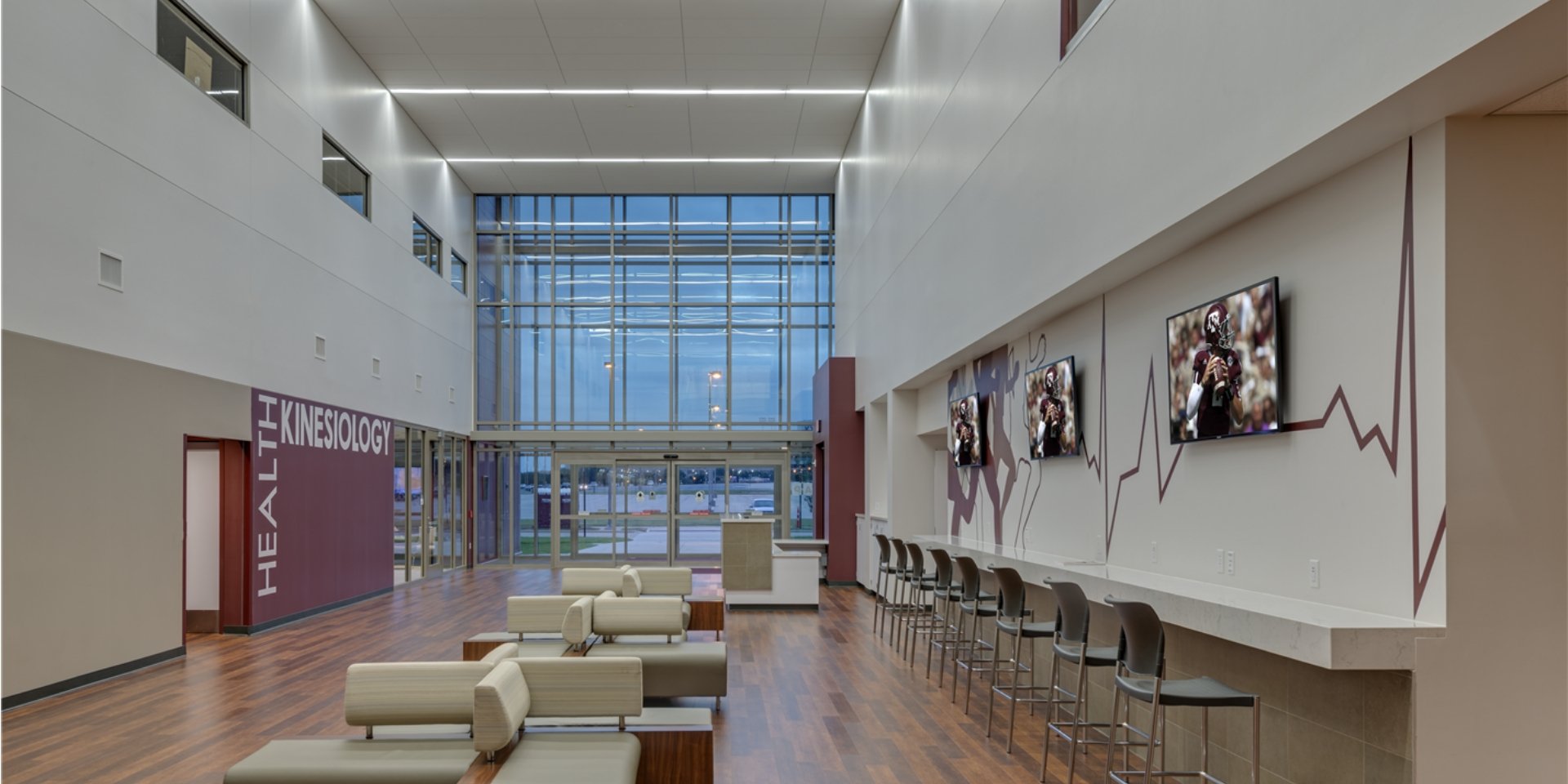 Texas A&amp;M University – PEAP Building  The Physical Education Activity Program (PEAP) Facility built on the campus of Texas A&amp;M University is a 113,800 SF facility containing both administration and athletic functions.&nbsp; The facility is intended to consolidate the Department of Health and Kinesiology’s spaces under one roof.&nbsp; The facility includes a multi-use gymnasium that contains (4) competition basketball courts, (6) volleyball courts, (12) badminton courts and indoor archery lanes in one clear span space with a second story balcony overlooking the gymnasium.&nbsp; Other functional spaces include gymnastics facilities, (3) weight rooms, indoor boot camp facility, fencing room and (3) dance rooms.  Back to Portfolio 